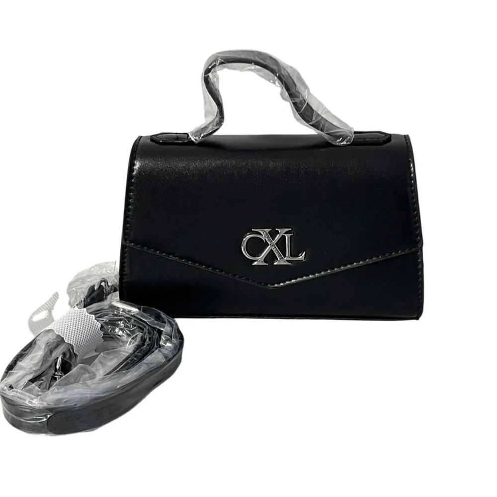CXL Christian Lacroix Crossbody Bag Women's Small Black Laine Matte Patent - Picture 2 of 6